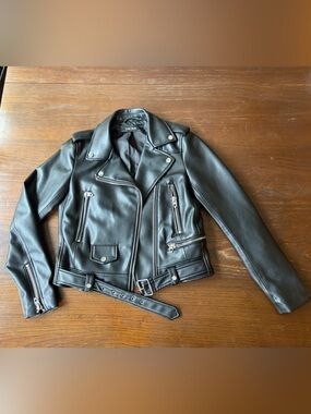 Zara Black Leather Motorcycle Jacket